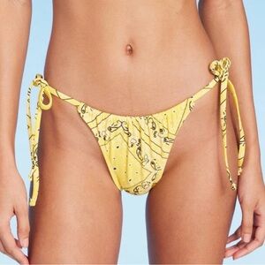 Wild Fable Yellow Bandana Print String Bikini Bottoms Size Small (4-6) NWT